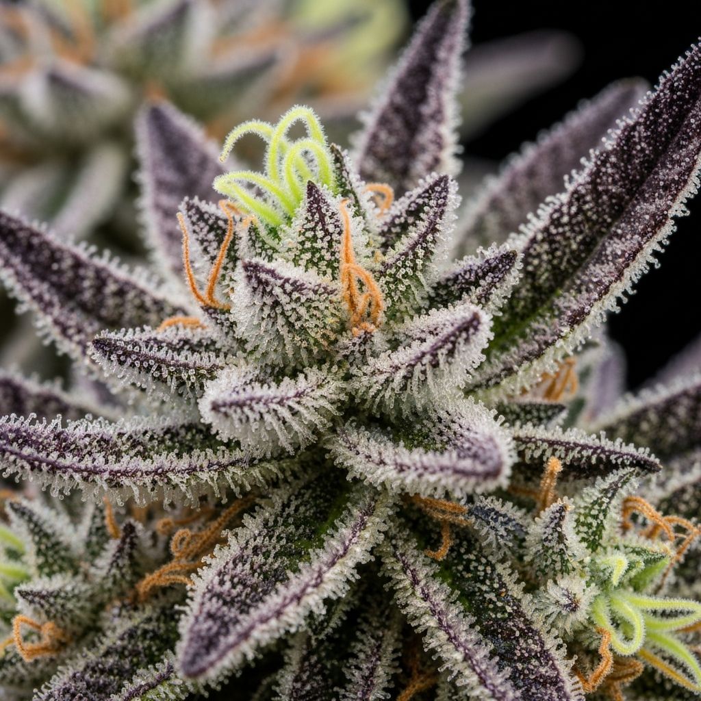 Blackberry Gelato strain with deep purple hues